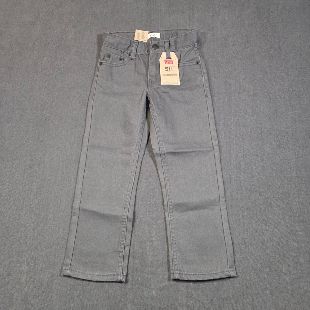 Levi's 511 Slim Pants Boys Size 4 Regular Gray Adjustable Waist NWT